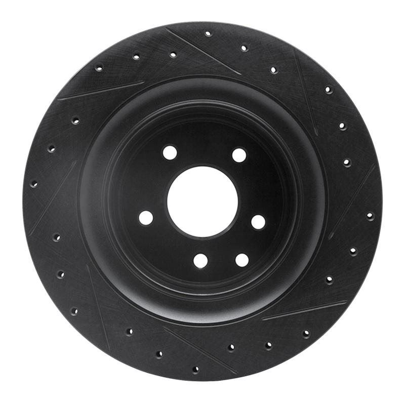 Infiniti Q60 Brake Rotor (1) - Rear Left - R1 Concepts - Drilled & Slotted - Black - `07-`15
